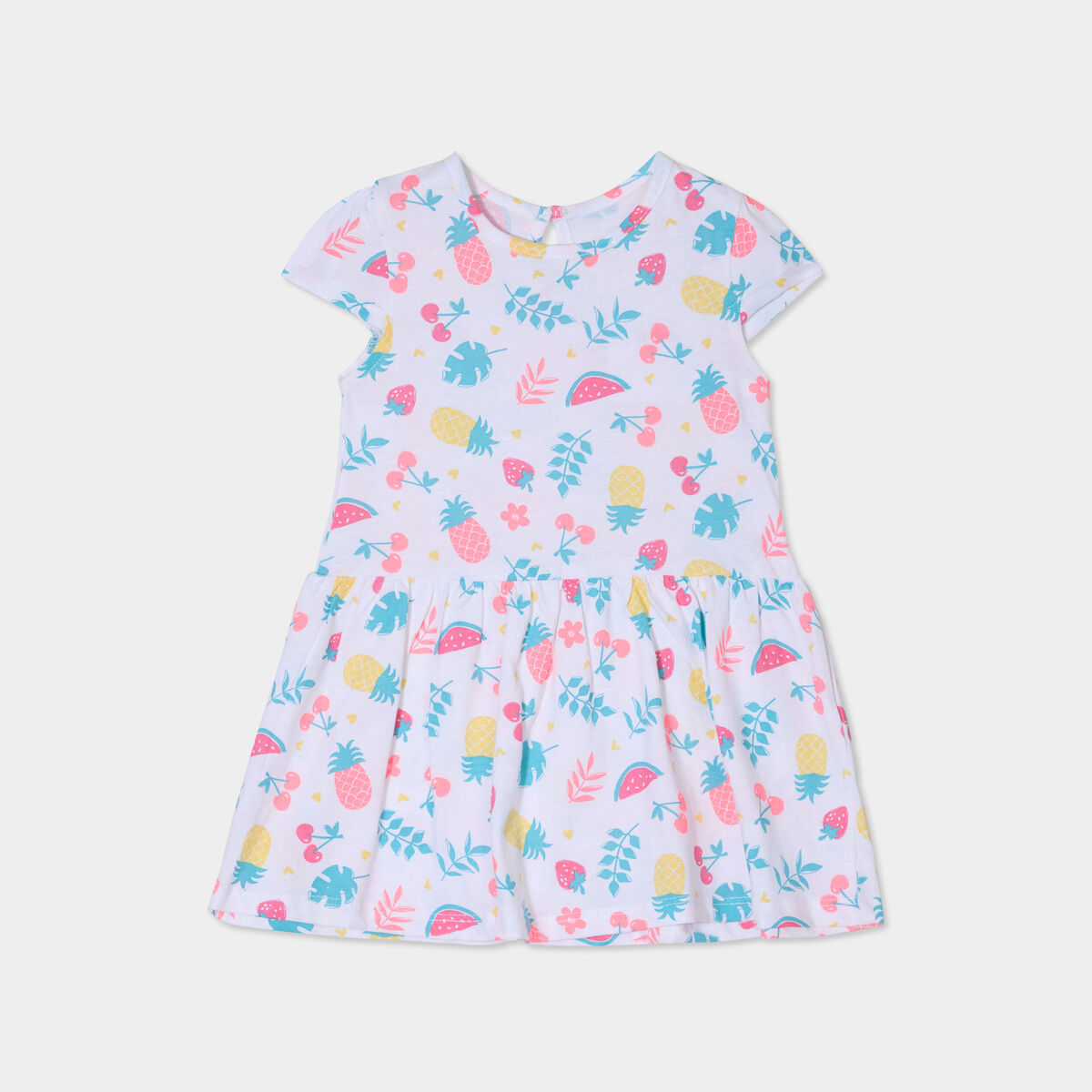 Robe manches courtes coton blanc b&eacute;b&eacute; fille