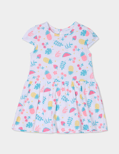Robe manches courtes coton blanc bébé fille