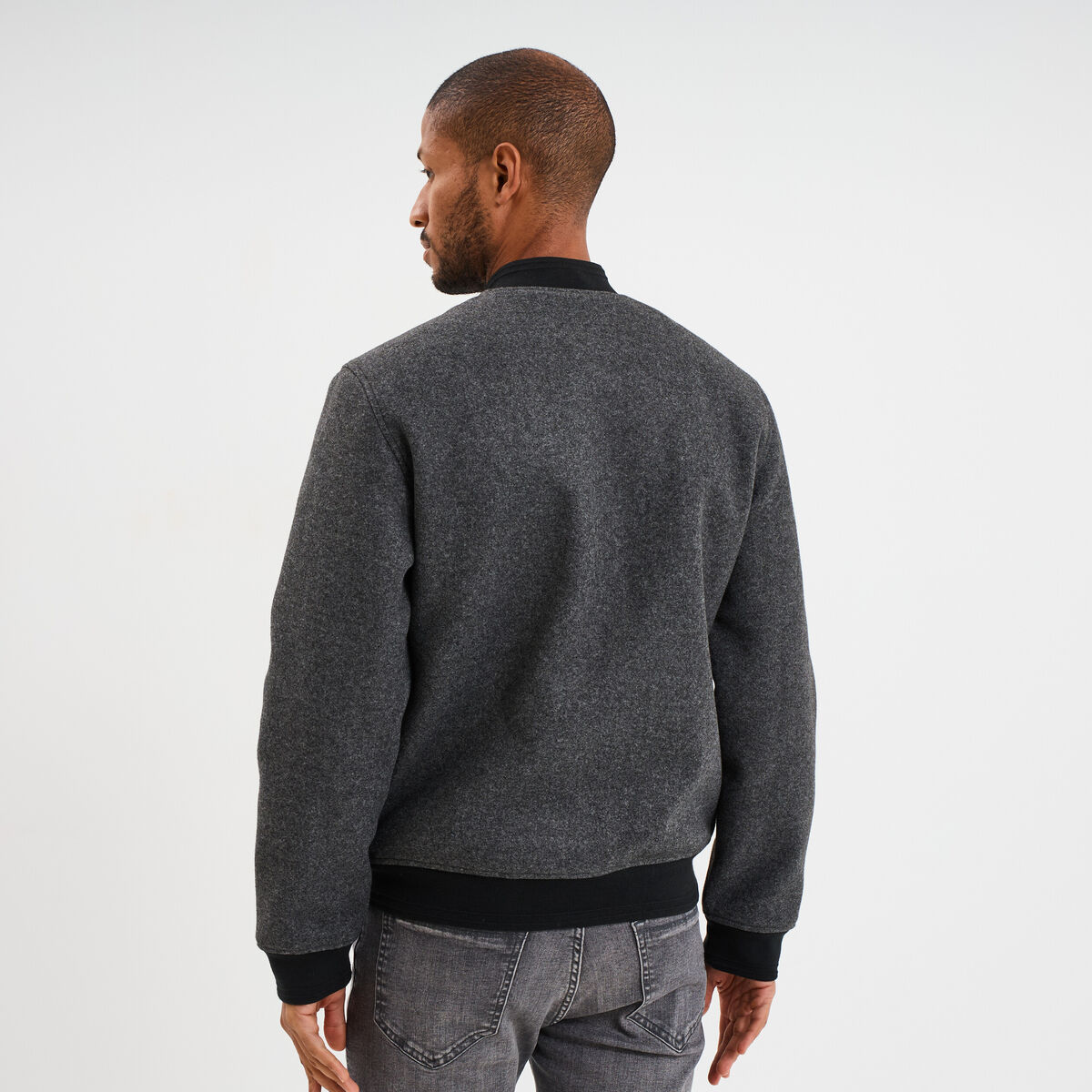 Blouson doubl&eacute; col teddy gris fonc&eacute; homme