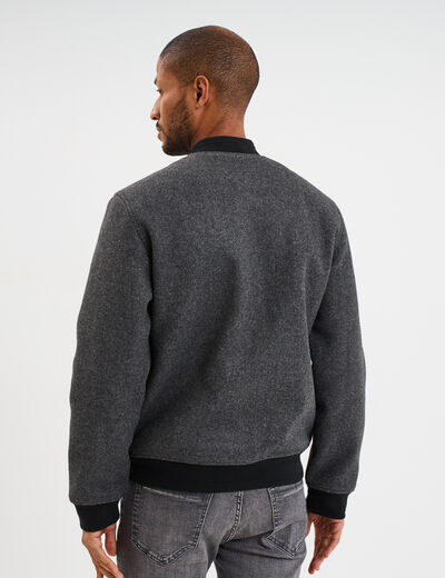 Blouson doubl&eacute; col teddy gris fonc&eacute; homme