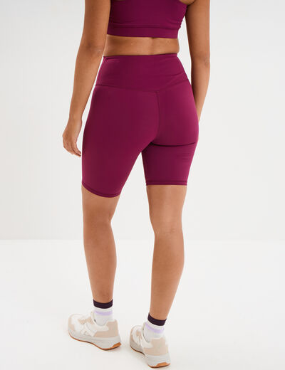 Short cycliste de sport taille haute violet fonc&eacute; femme