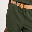 Pantalon fluide large avec ceinture vert kaki femme