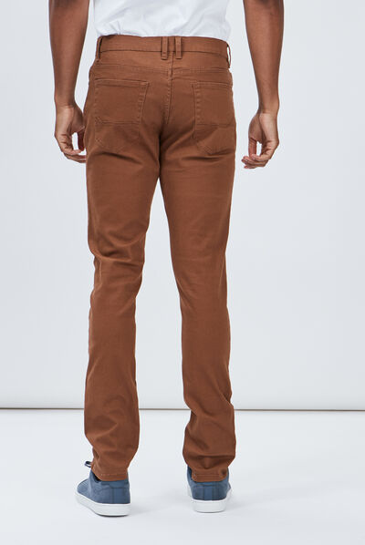 Pantalon droit en coton camel homme