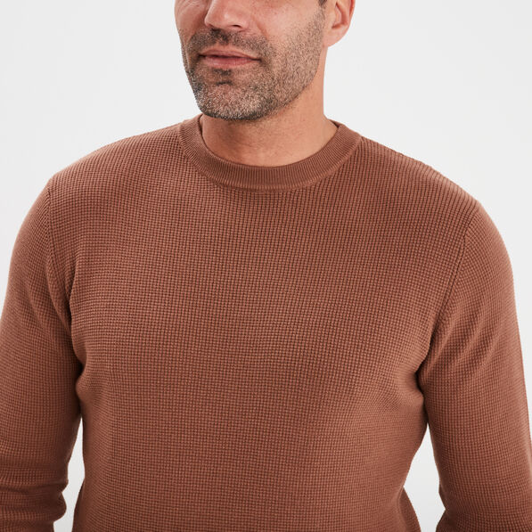 pull avec col rond a relief marron homme Pull avec col rond à relief marron homme