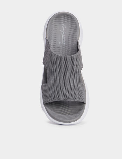 Mules compensées Confortissimo Flyknit gris femme