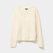 Pull col en V manches longues ecru femme
