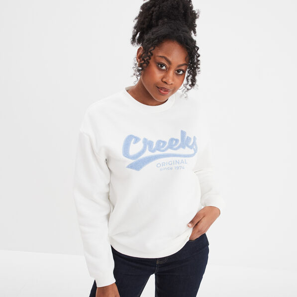 sweat col rond manches longues creeks blanc femme Sweat col rond manches longues Creeks blanc femme