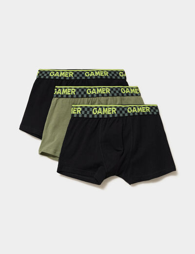 Lot 3 boxers coton majoritaire noir garçon