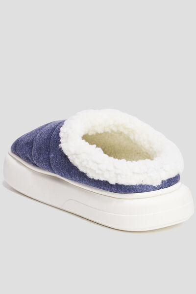 Chaussons fourrés compensés Liberto bleu homme