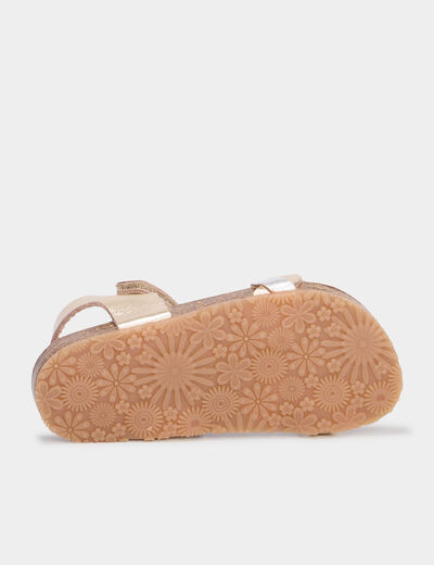 Sandales en cuir brides tressées jaune or fille