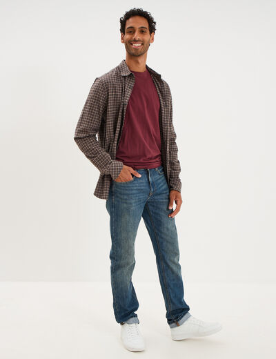 T-shirt manches longues prune homme