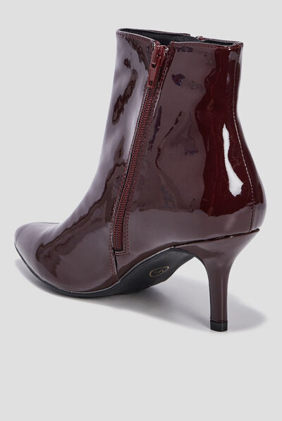 Bottines vernies à talons bordeaux femme