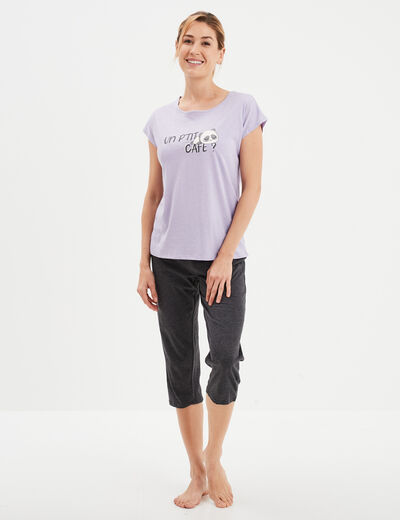 Ensemble pyjama corsaire 2 pièces parme femme