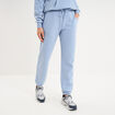 Pantalon jogging droit molleton bleu clair femme