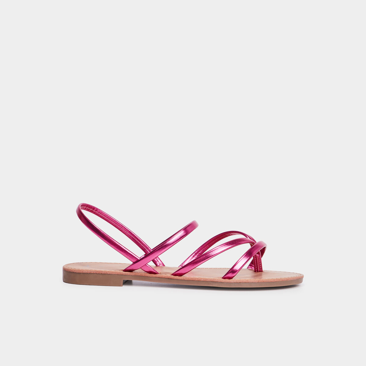 Sandales plates rose fushia femme