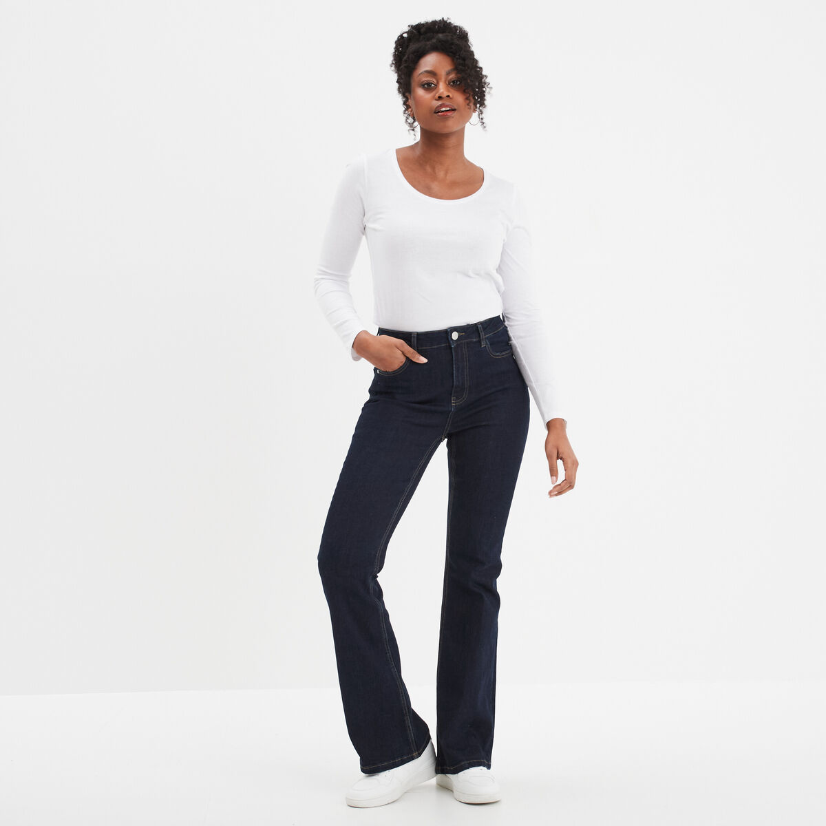 Jeans flare 5 poches Creeks denim brut femme