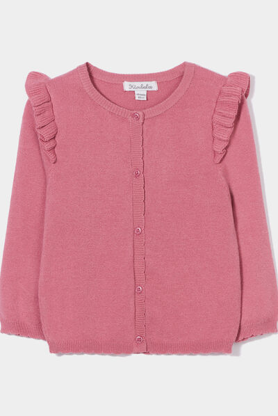 Gilet volants et bord festonné Kimbaloo vieux rose bébé fille