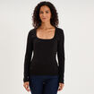 T-shirt ajust&eacute; encolure carr&eacute;e noir femme