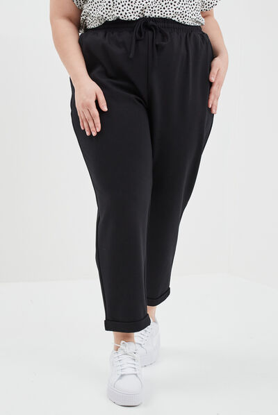 Pantalon de jogging taille élastiquée noir femme grande taille
