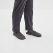 Chaussons mules matelassés fourrés gris homme
