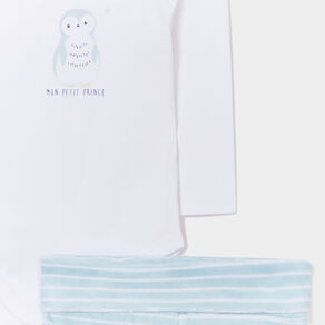 ensemble 3 pieces body manches longues bleu gris bebeg Ensemble 3 pièces body manches longues bleu gris bébé garçon