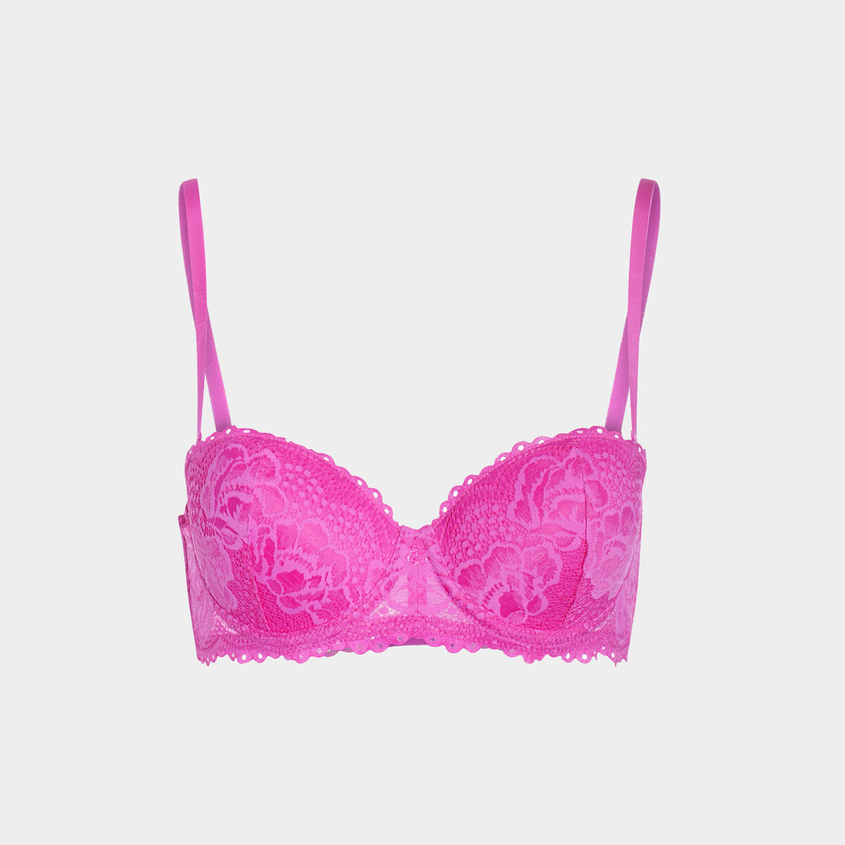 Soutien-gorge balconnet padd&eacute; rose fushia femme