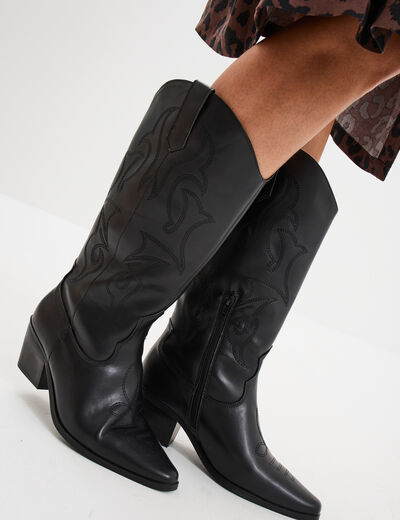 Bottes santiag &agrave; talons noir femme