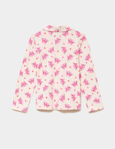 Ensemble pyjama chemise et pantalon ecru fille