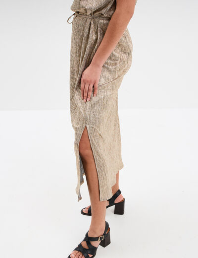 Robe midi droite sans manches jaune or femme