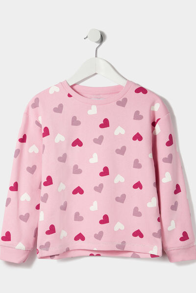 Sweat manches longues rose pastel fille