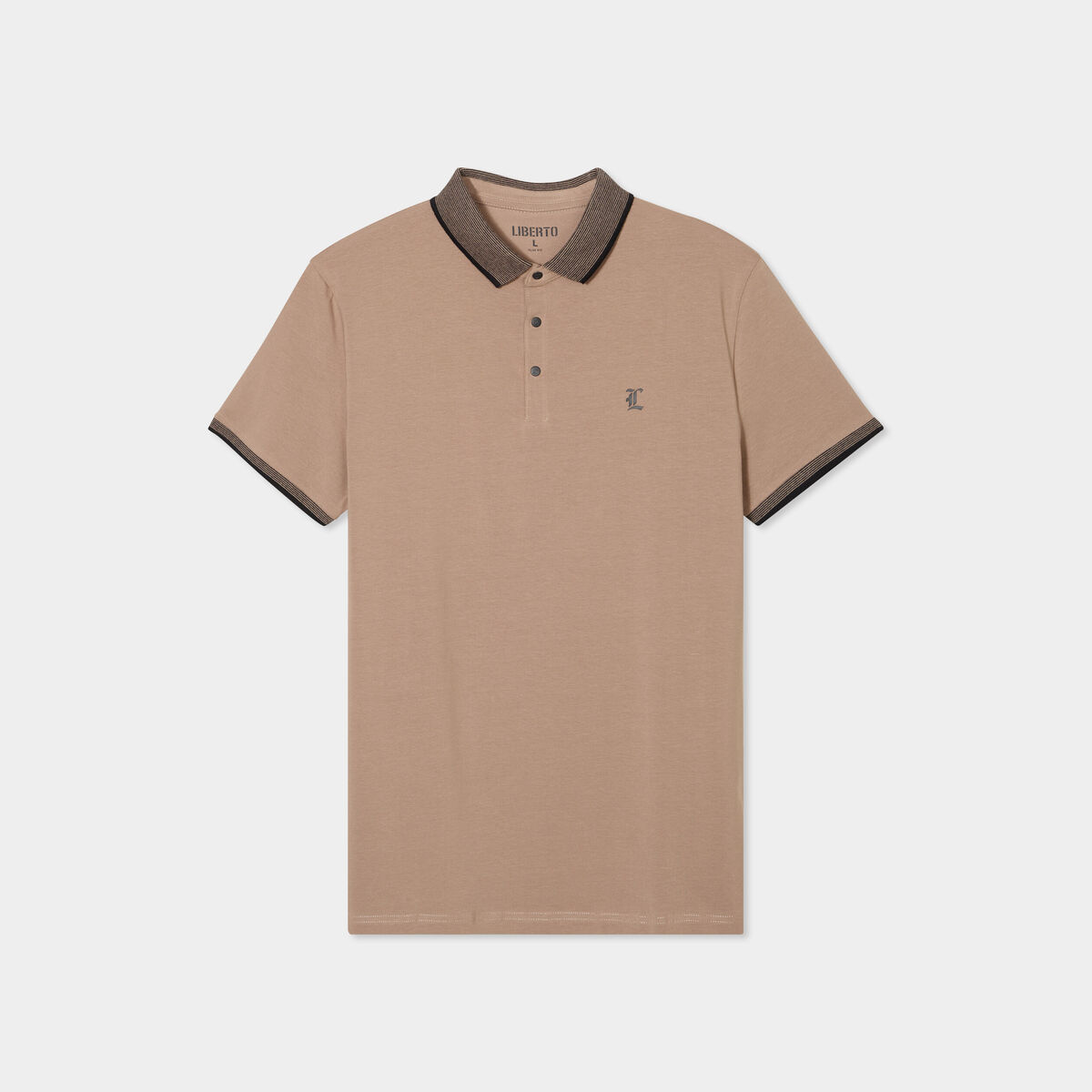 Polo coton ajusté manches courtes taupe homme