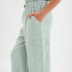 Pantalon large lin m&eacute;lang&eacute; ceintur&eacute; vert pastel fille