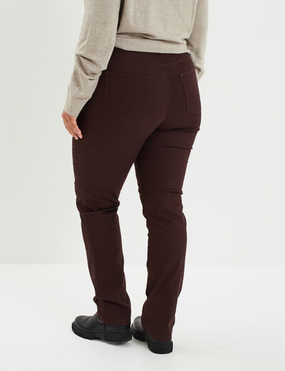 Pantalon straight taille haute Modavista marron foncé femme grande taille