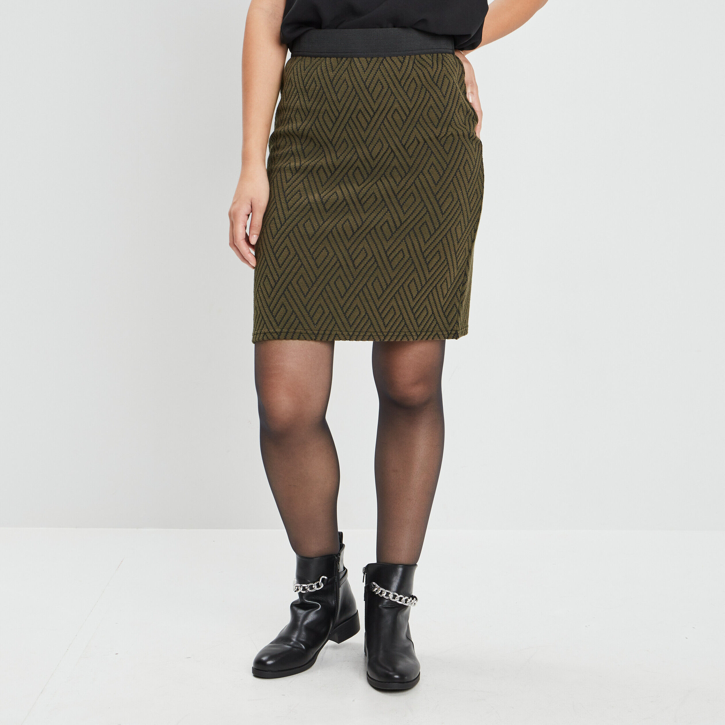 Jupe taille haute femme pas cher avec poche La Halle