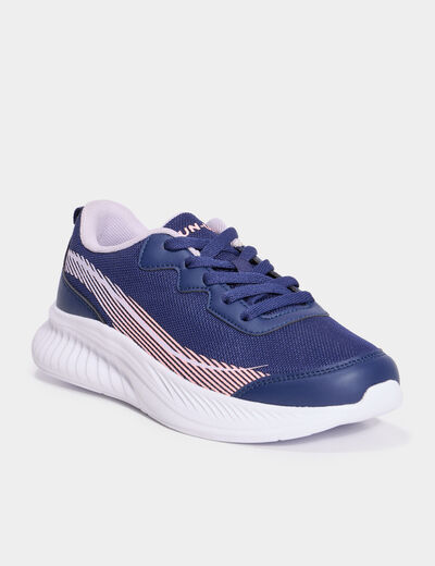 Baskets running à lacets bleu marine fille