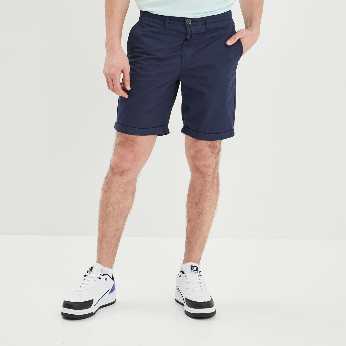 Bermuda chino regular bleu marine homme