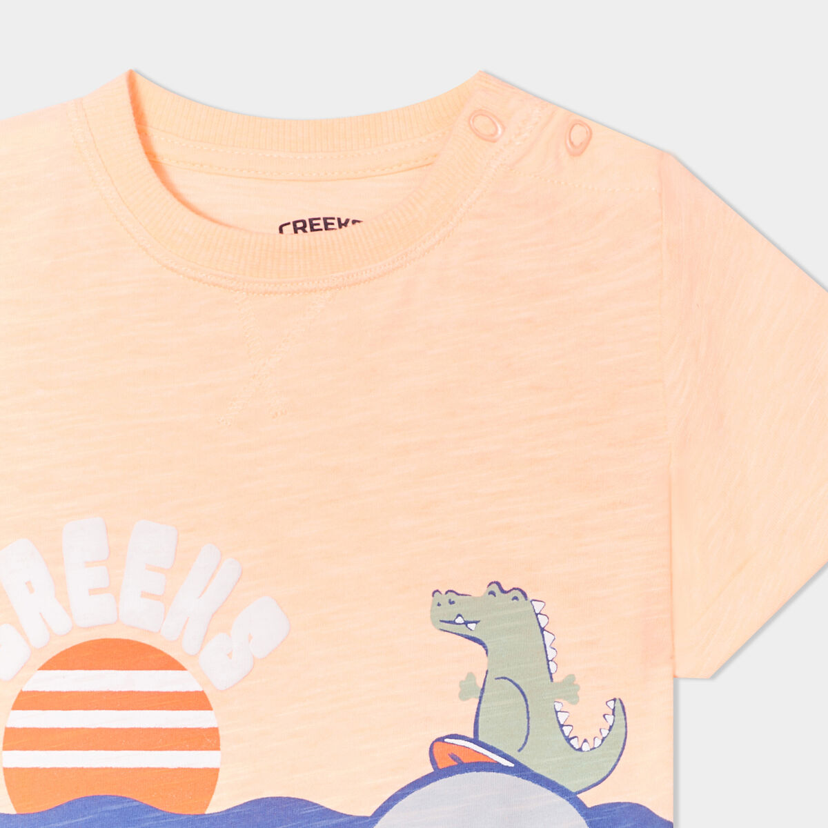 T-shirt col rond manches courtes orange fluo bébé garçon