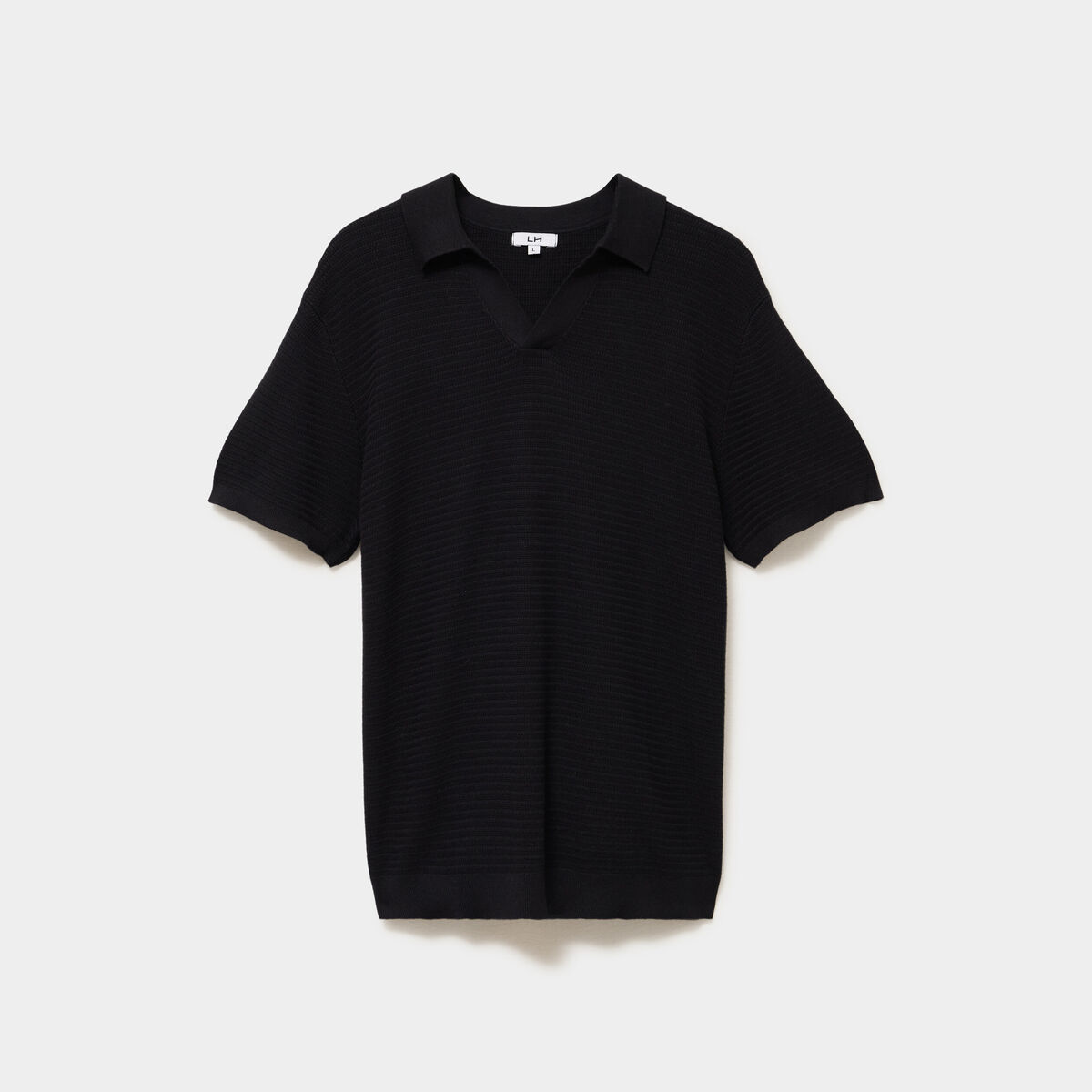 Polo manches courtes textur&eacute; coton noir homme