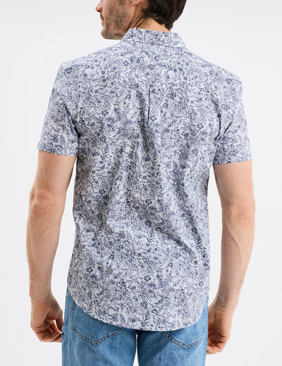 Chemise droite manches courtes coton ecru homme