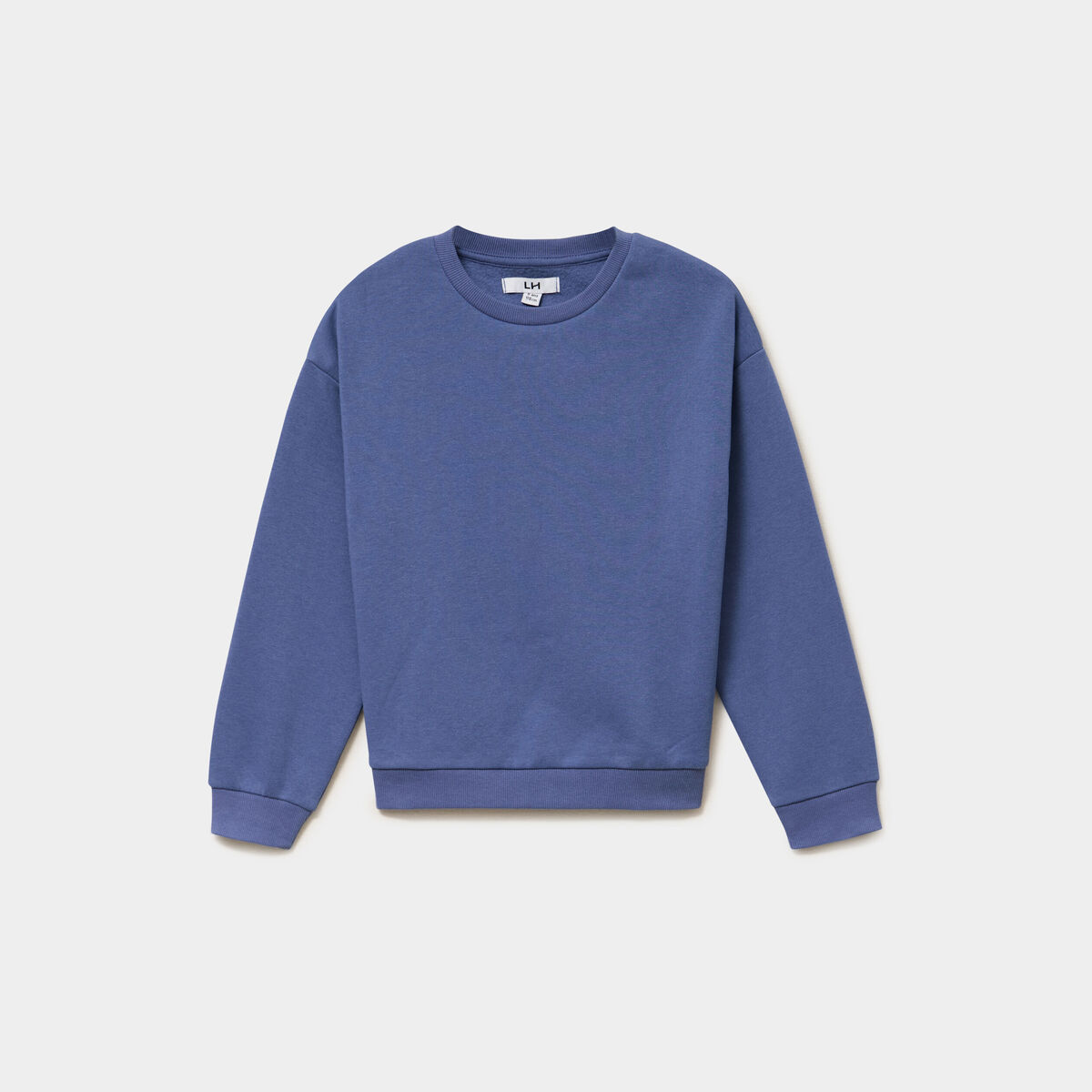 Sweat col rond manches longues bleu gris fille