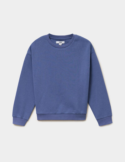 Sweat col rond manches longues bleu gris fille