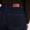 Jean large cropped poches plaqu&eacute;es denim brut femme