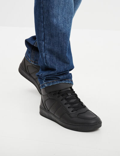 Baskets montantes à scratch sur l'avant noir homme