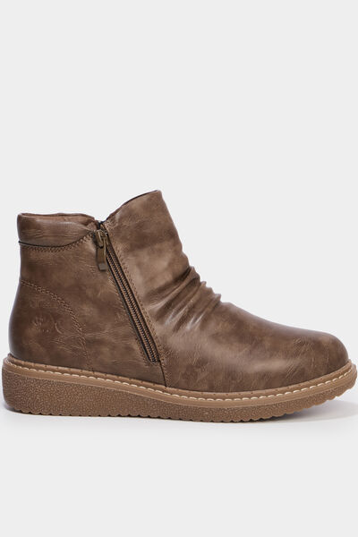 Boots effet pliss&eacute; taupe femme