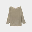 Pull droit col rond manches longues vert kaki femme
