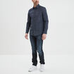 Chemise droite imprim&eacute;e manches longues bleu marine homme