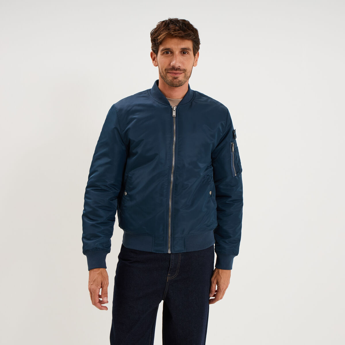 Blouson bomber d&eacute;perlant Liberto bleu marine homme