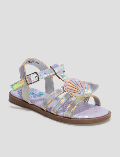 Sandales holographiques gris argent fille