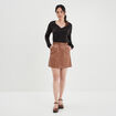 Pull col en V manches longues noir femme