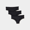 Lot 3 shortys côtelés à dentelle noir femme